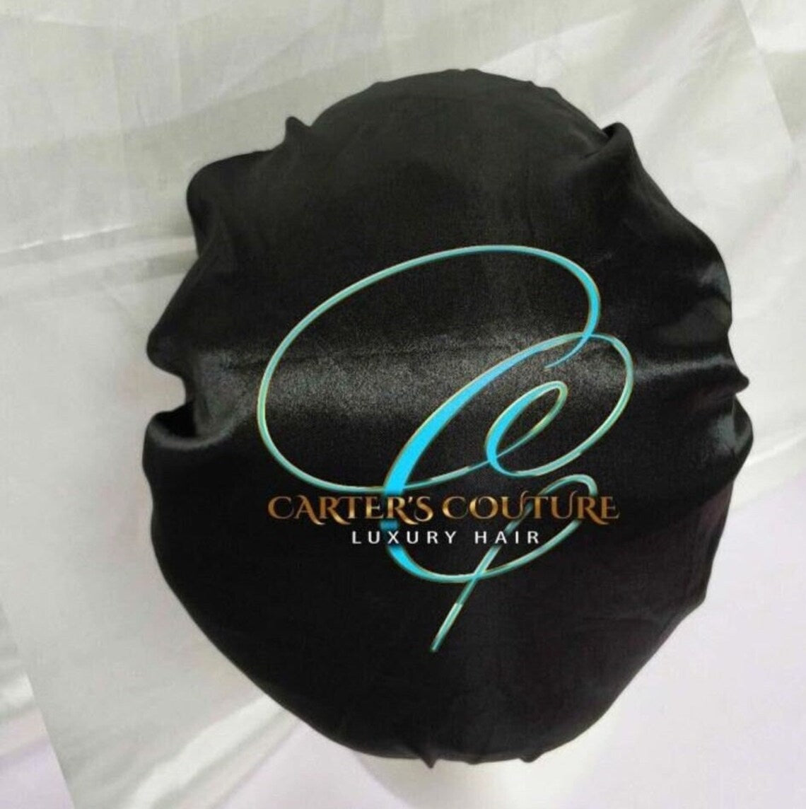 Carter’s Couture Luxury Silk Bonnet for hair, Black Bonnet.