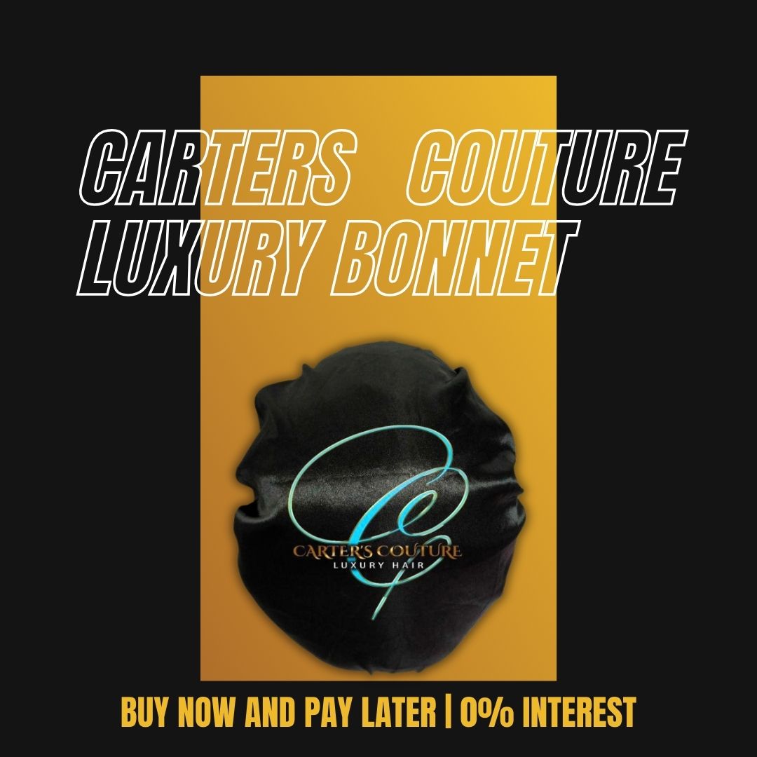 Carter’s Couture Luxury Silk Bonnet for hair, Black Bonnet.