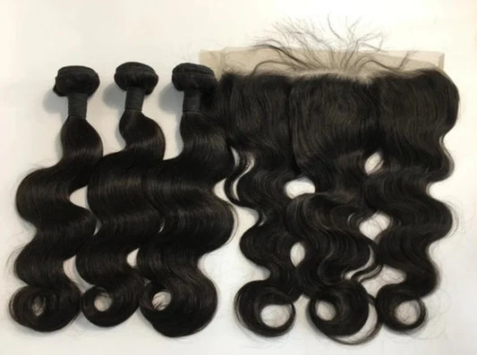 3 Bundle Deal with 13x4 Transparent Lace Frontal